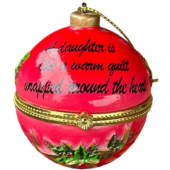 Collections Etc. Holiday Sentiment Trinket Red Ornament Daughter Theme 2.5" - Picture 1 of 14